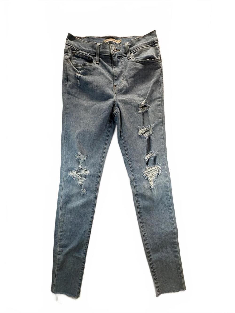 Levi’s 720 High Rise Super Skinny Jeans Women’s 27 Light Wash Distressed Raw Hem